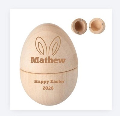 Custom Laser Engraved Wooden Magnetic Egg Easter Hunt Basket Stuffer Personalize