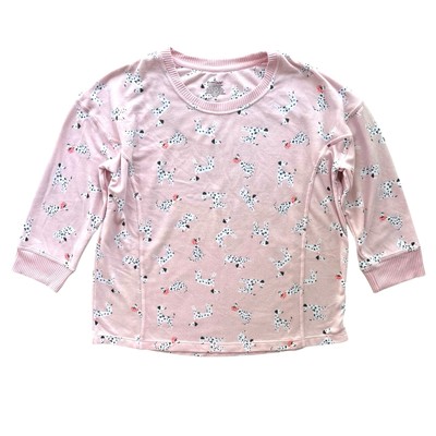 Cuddl Duds Womens M Light Pink Dalmatian Dog 3/4 Sleeve Brushed Knit Sleep Shirt