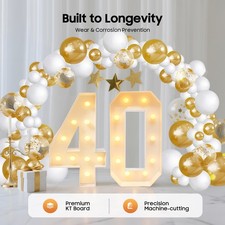 39"in H 40 Birthday Number Lights Marquee Light up Numbers 40th Birthday Decor