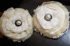 2 Curtain Clip Backs Off White with Pearl Center Drapes/Curtain /Sheer Curtain