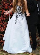 David's bridal black and white embroidered wedding dress