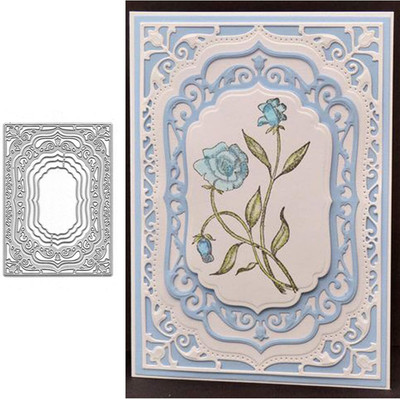 Adies Laced Rectangle Frame Metal Die Cuts,Flower Border Square Frames Layeri...