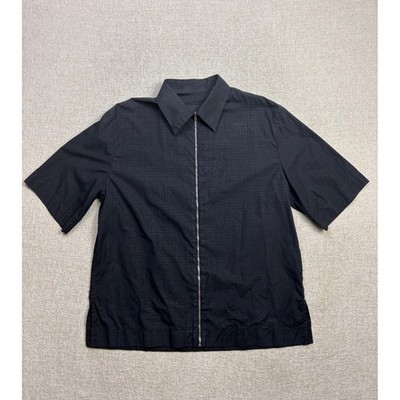 Givenchy Mens 4G Monogram Zip Up Short Sleeve Shirt Black Boxy Size 39