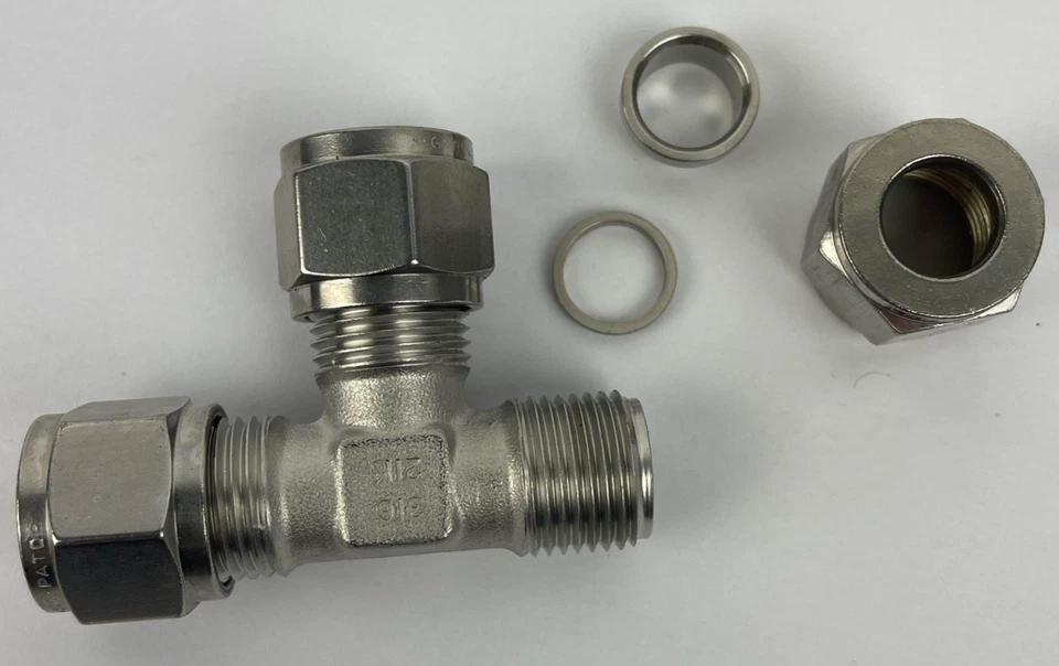 GYROLOK HOKE 1/2" OD TUBE COMPRESS TEE FITTING 316 GRADE STAINLESS STEEL 8TTT316 - Image 2 of 3