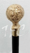 36'' Designer Head Handle Antique Vintage Brass Wooden Walking Stick Cane Gift