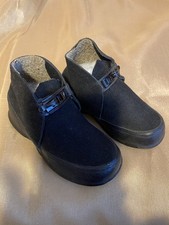1930's Black Rubber Boots w/Metal Buckles Vintage Galoshes Toddler Size 5