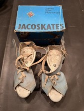 Vintage Teal Jacoskates Adjustable StrapOn Roller Skates – British Made with Box