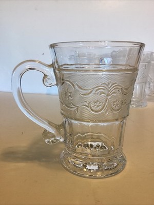 Set of 6 Studio Silversmiths Renaissance Pedestal Banded Crystal Glass Mugs
