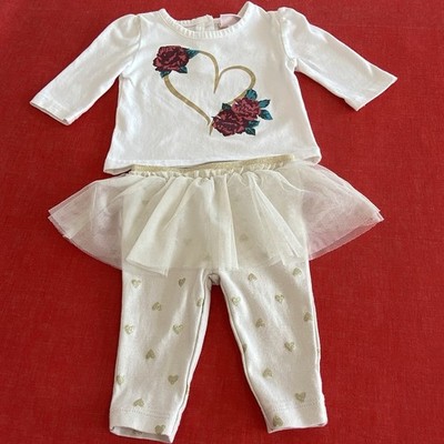 Gold Heart Themed Outfit for Size 3 Mo Little Lass Top + Carter s Tutu Leggings
