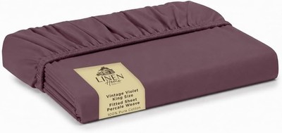 Linen Home Classic 100% Cotton Percale Fitted Sheet King Size, 1 Piece, Soft ...
