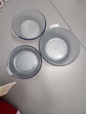 Vintage Pyrex Flameware Einhand blau getönt Glasschalen 3 - #817, #832 & #833