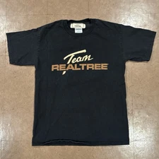 Realtree Men's Black Short Sleeve T-Shirt with Brown Logo, Size Medium