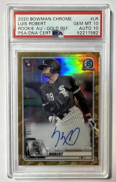2020 Bowman Chrome Luis Robert True Gold /50 Auto RC Rookie PSA 10 New York Mets