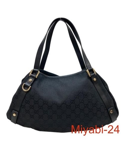 Gucci GG Canvas Tote Bag Black Women's Handbag, Pre-Owned