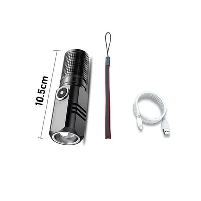 Super Bright Mini Powerful Led Flashlight XHP50 Built in Battery 3 Modes Usb Rec