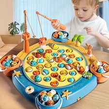 Kids Magnetic Fishing Play for Children Electric Fishing Toy Have Music Spinning