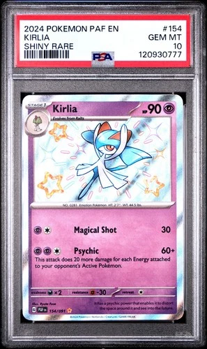 Pokemon TCG PSA 10 Gem Mint KIRLIA 154/091 PALDEAN FATES SHINY Rare
