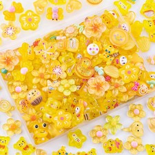 100Pcs Yellow Slime Charms Assorted Cute Jelly Embellishments, Random Bulk