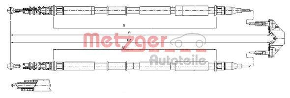 Seilzug Feststellbremse Hinten Metzger 115867 FÜR Opel Feststellbremsseil-image