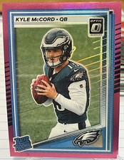Kyle McCord 2025 Donruss Optic Rated Rookie Card RC #283 Pink Holo Eagles