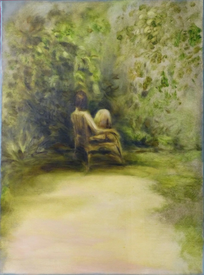 Die Frau im Garten - Kunstdruck von der Malerei Porträt Leserin Buch BELAUBRE - Bild 1 von 1
