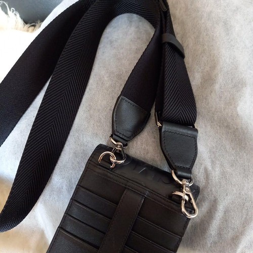 Mcm Crossbody Bag Monogram Leather Black Phone Shoulder Bag Japanese Modern - Picture 7 of 20