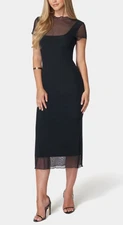 Bebe Women Dress Small Brooklyn Mesh Fitted Sheath Y2k Stretch