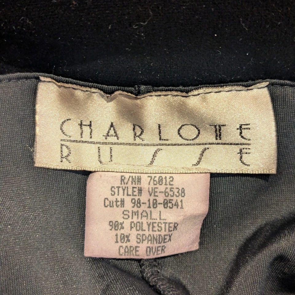 90s Vintage Charlotte Russe Velvet Spaghetti Strap Long Dress Gown Black - Image 4 of 4