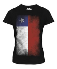 CHILE FADED FLAG LADIES T-SHIRT TEE TOP CHILEAN SHIRT FOOTBALL JERSEY GIFT