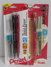 (2) VINTAGE Y2k Pentel Twist-Erase EXPRESS Click Mechanical Pencil, 0.7mm NOS