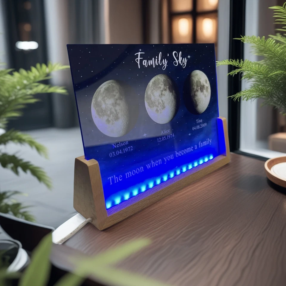 Custom Moon Phase Night Light – Personalized Family Lamp with Kids' Names & Date - Image 3 of 4