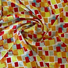 Multicolor Crepe de Chine Geometric Print Polyester Fabric - By the Yard