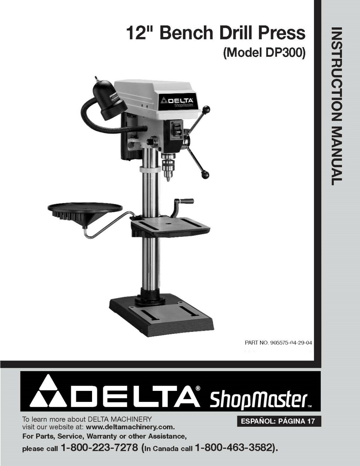 Bench Drill Press Instruction Manual 