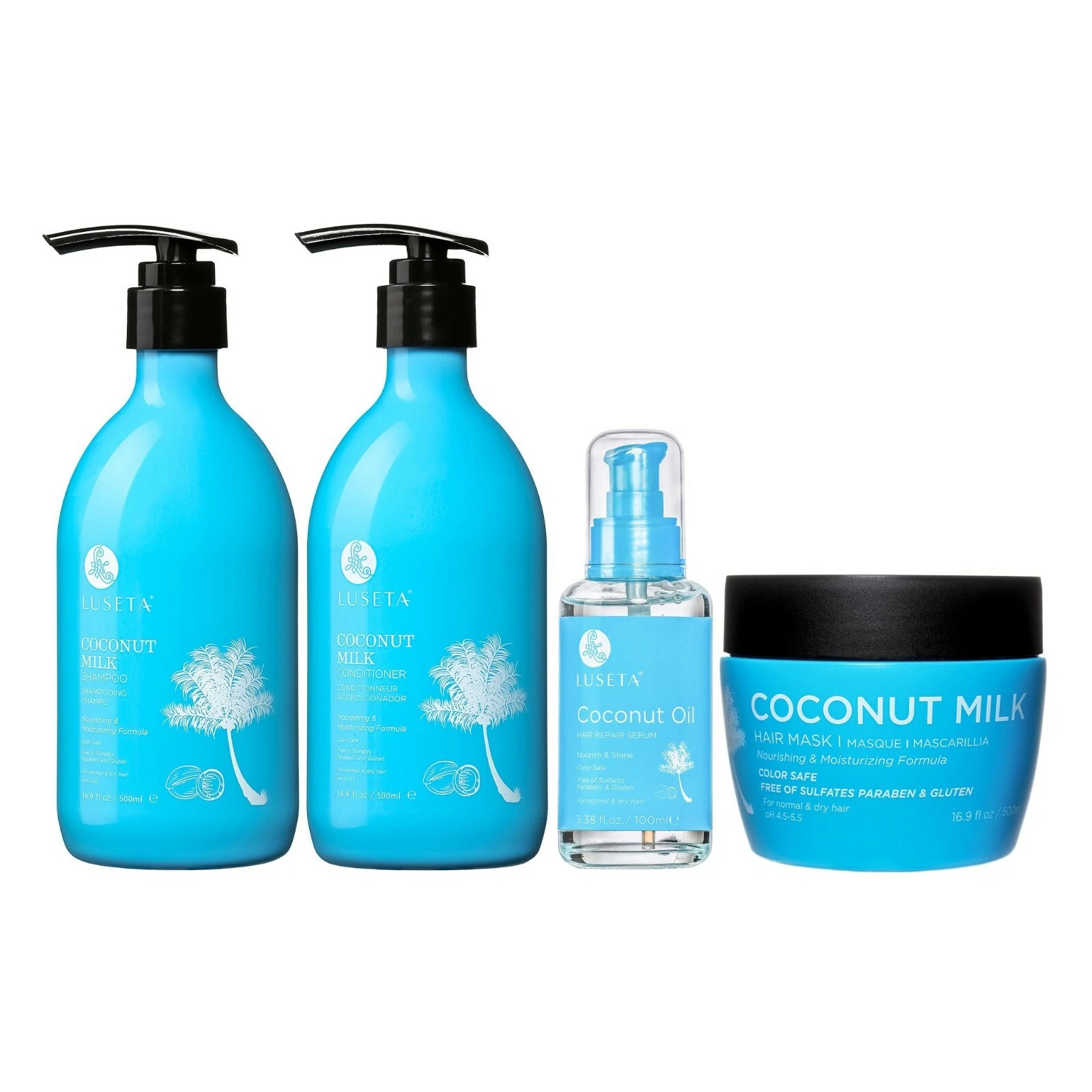 Luseta Coconut Milk 4pcs Hair Care Bundle 16oz Nourishing & Moisturizing Hair