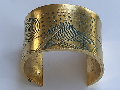 Bracelet Moderniste Vintage Nelly Biche De Bere - Bronze Doré, Occasion, Pièce Rare