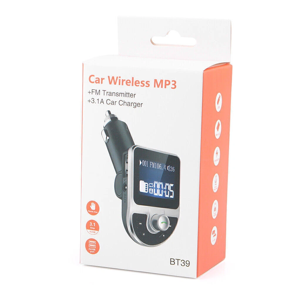 Bt39 car kit bluetooth receiver fm transmitter sale usb charger