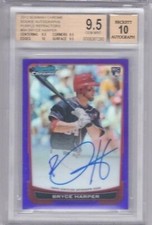 BRYCE HARPER 2012 BOWMAN CHROME ROOKIE AUTO PURPLE REFRACTOR #/10 BGS 9.5/10