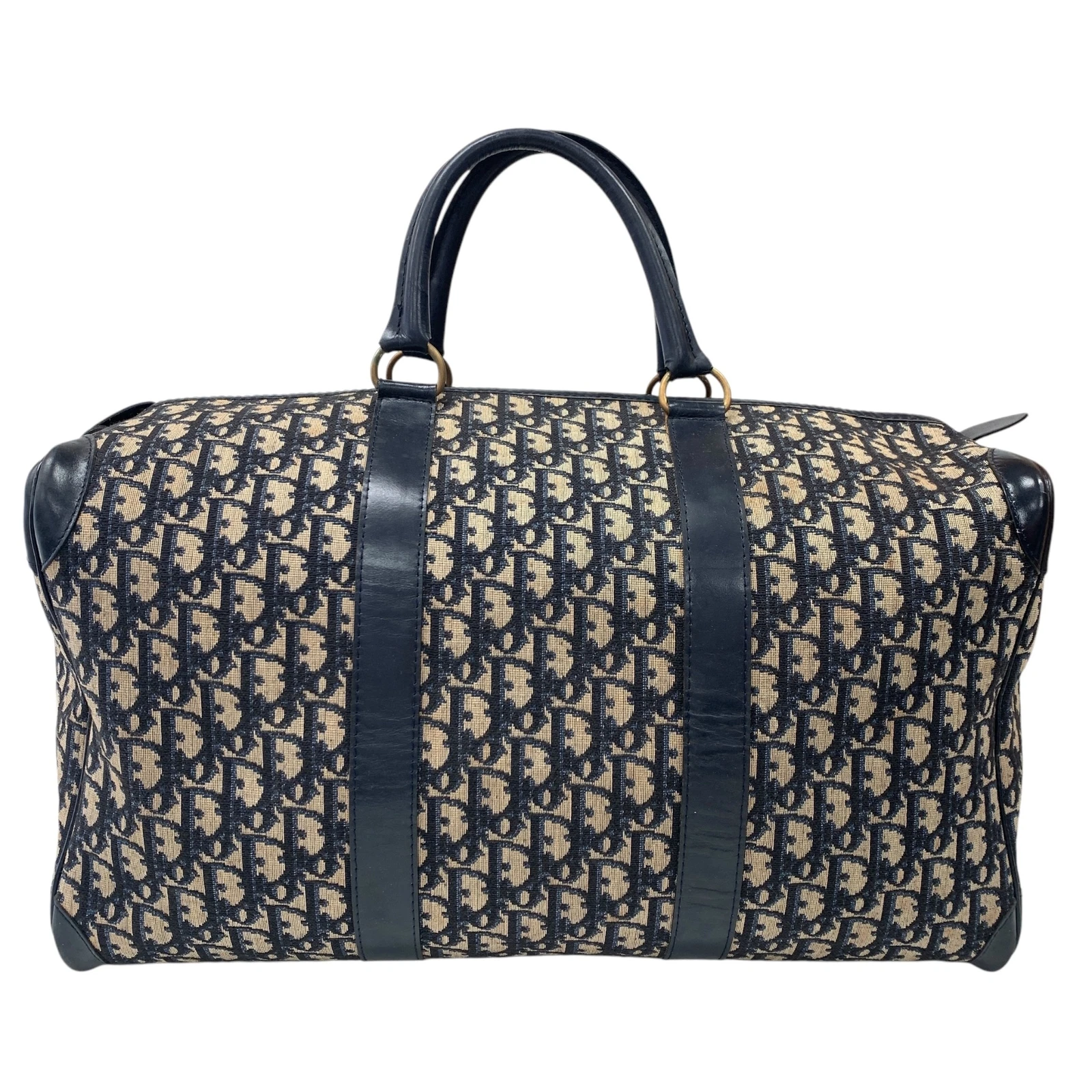 Sac Christian Dior Trotter Boston toile marine authentique 13236