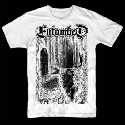 Entombed - Left Hand Path T shirt WHITE death metal 1990 ALBUM | eBay
