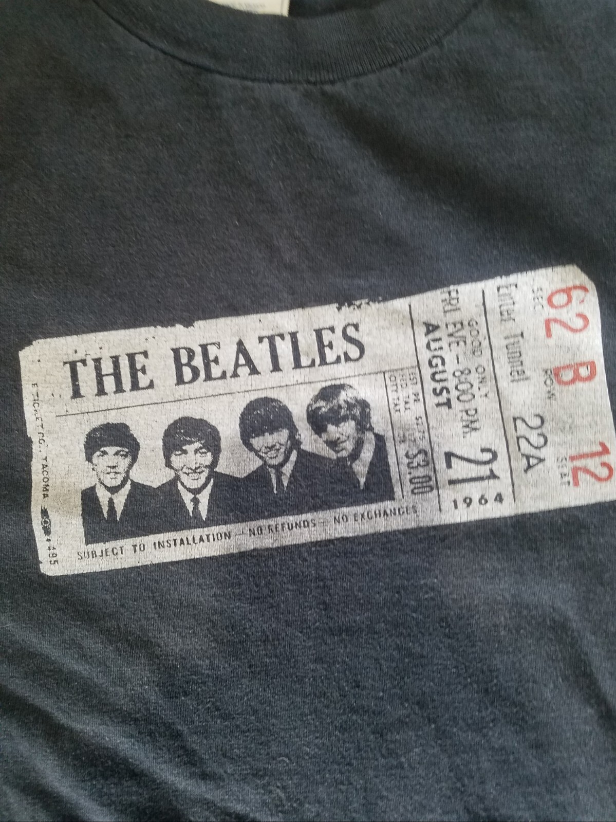 The Beatles 1964 Ticket Medium Black Shirt by Als… - image 2