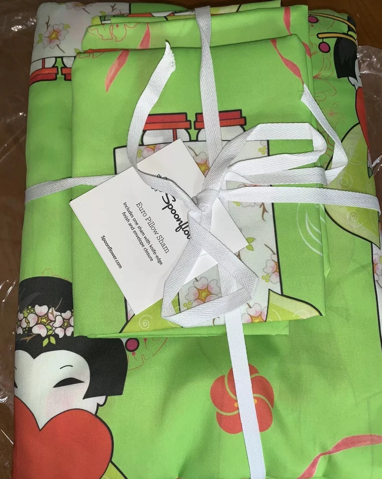 Funda nórdica con estampado de geisha niña con 2 fundas de almohada anime Japón dibujos animados corazones Foto 4 de 4