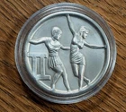 Tentex Gemini, the "Twins".  1 troy oz .999 fine silver art round .