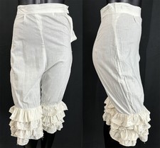 Vintage Victorian White Cotton Ruffled Pant Leg Pantalettes Pantaloons Bloomers