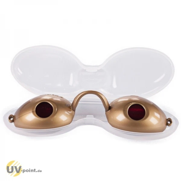 Solarium Gafas Protección Ocular Gafas UV para Banco de Sol en Estuche (Dorado)