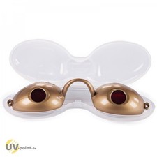 Solarium Schutzbrille Augenschutz UV-Brille f&uuml;r Sonnenbank im Etui (gold)