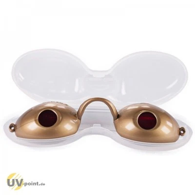 UV-POINT.DE Solarium Schutzbrille Augenschutz UV-Brille für Sonnenbank im Etui (gold)