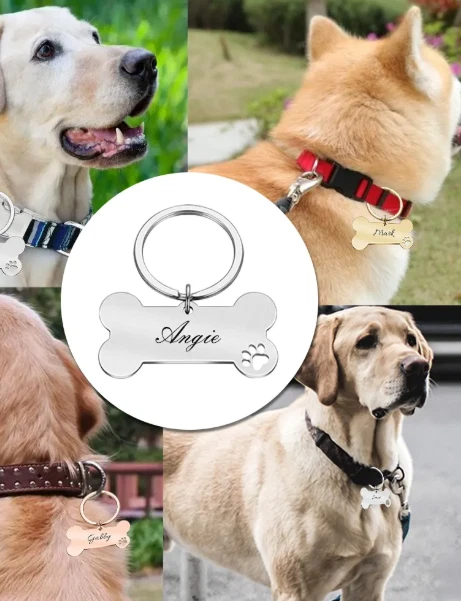 Stainless Steel Personalized Dog Pet tags Double Side Engraved ID Dog Cat Tag - Image 2 of 4