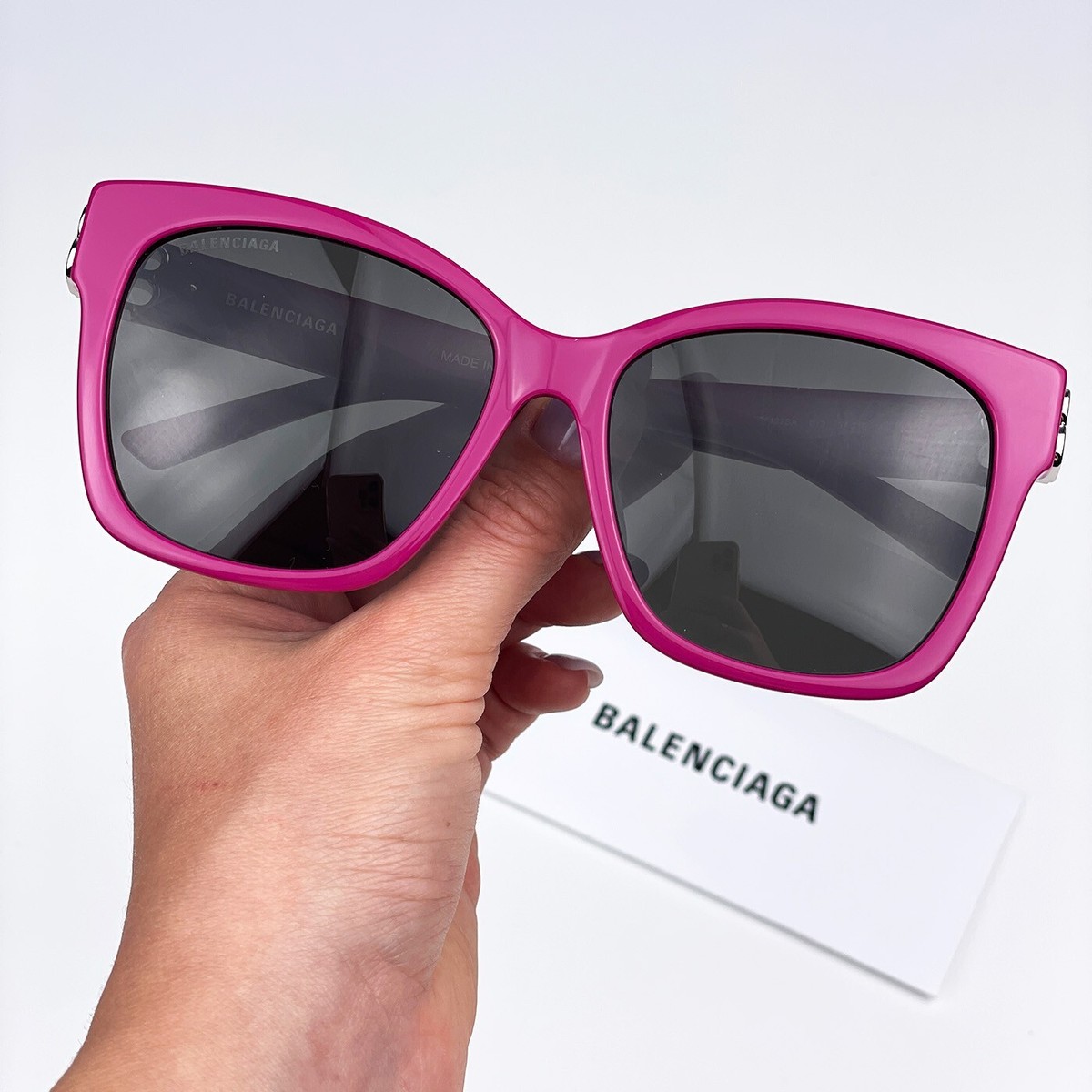 SALE! NEW Balenciaga BB0102SA 013 Fuchsia Pink Grey Square Women Sunglasses Balenciaga® BB0102SA Square Sunglasses - EuroOptica main image 4
