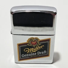 Vintage Rare Zippo Miller Genuine Draft with Free Zippo Magnetic Display Stand