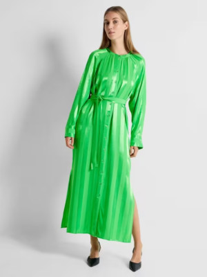SELECTED FEMME Maxikleid Hemd Christel Satin grün limette UK 8 (10-12) neu mit Etikett £100